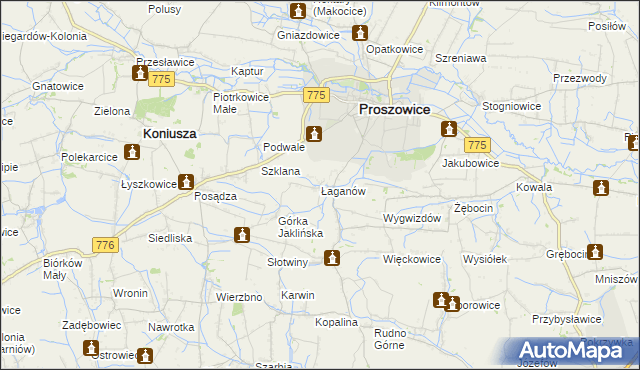 mapa Łaganów, Łaganów na mapie Targeo