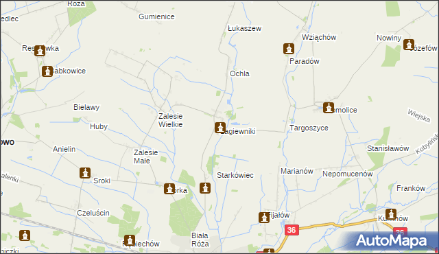 mapa Łagiewniki gmina Kobylin, Łagiewniki gmina Kobylin na mapie Targeo