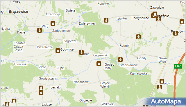 mapa Łagiewniki gmina Złoczew, Łagiewniki gmina Złoczew na mapie Targeo