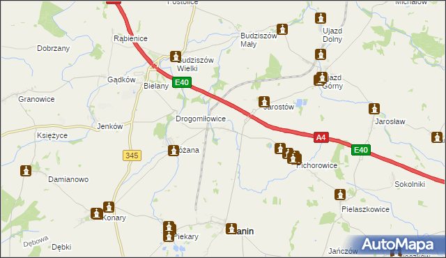 mapa Łagiewniki Średzkie, Łagiewniki Średzkie na mapie Targeo