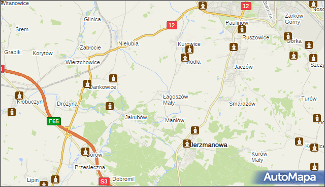 mapa Łagoszów Mały, Łagoszów Mały na mapie Targeo