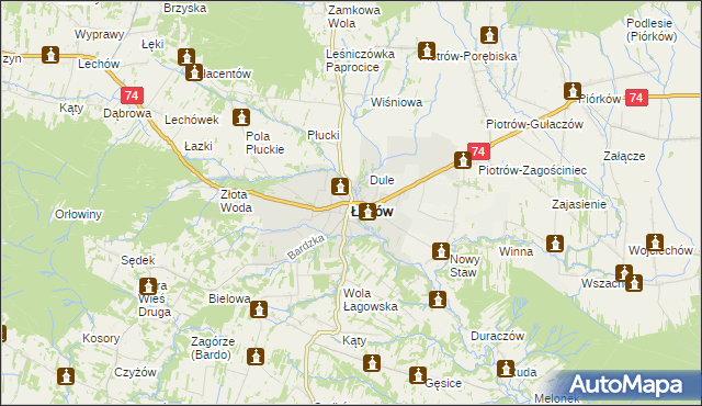 mapa Łagów powiat kielecki, Łagów powiat kielecki na mapie Targeo