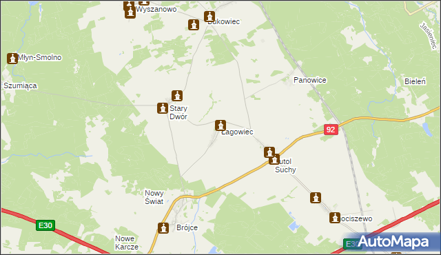 mapa Łagowiec, Łagowiec na mapie Targeo