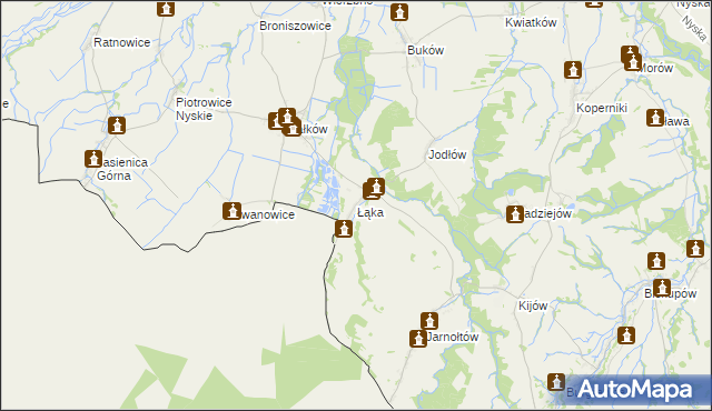 mapa Łąka gmina Otmuchów, Łąka gmina Otmuchów na mapie Targeo