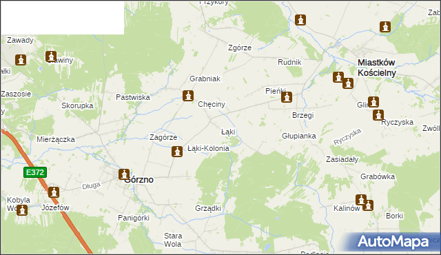 mapa Łąki gmina Górzno, Łąki gmina Górzno na mapie Targeo