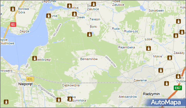 mapa Łąki gmina Radzymin, Łąki gmina Radzymin na mapie Targeo