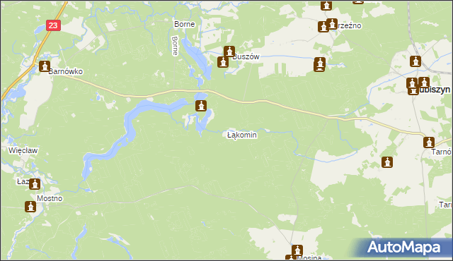 mapa Łąkomin, Łąkomin na mapie Targeo