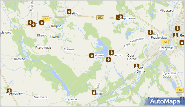 mapa Łąkowo, Łąkowo na mapie Targeo