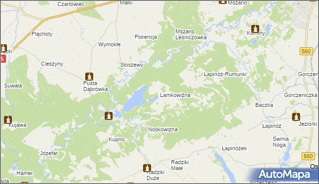 mapa Lamkowizna, Lamkowizna na mapie Targeo