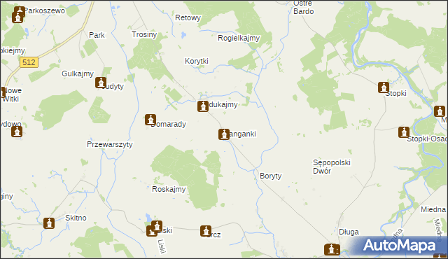 mapa Langanki gmina Sępopol, Langanki gmina Sępopol na mapie Targeo