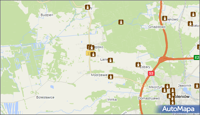 mapa Łaniewo gmina Goleniów, Łaniewo gmina Goleniów na mapie Targeo