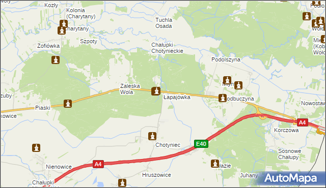 mapa Łapajówka gmina Radymno, Łapajówka gmina Radymno na mapie Targeo