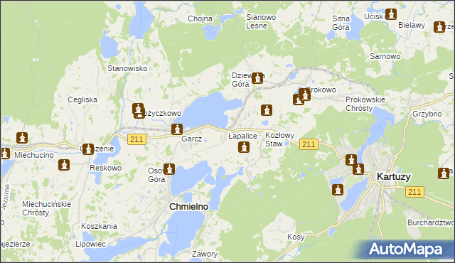 mapa Łapalice, Łapalice na mapie Targeo