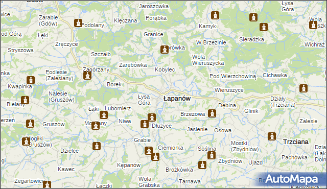 mapa Łapanów, Łapanów na mapie Targeo