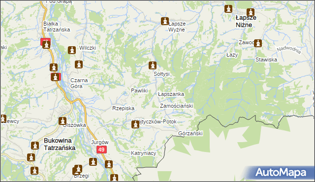 mapa Łapszanka, Łapszanka na mapie Targeo