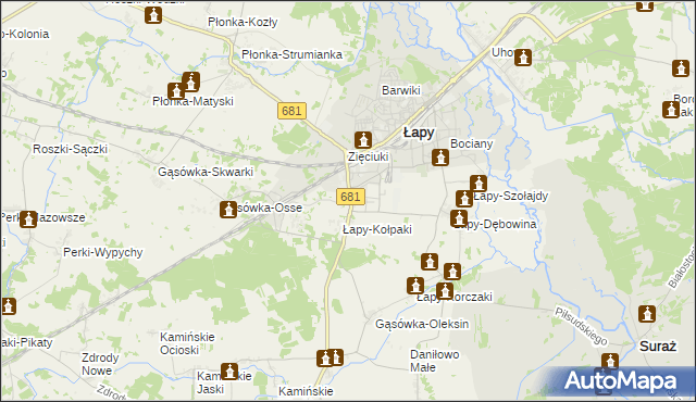 mapa Łapy-Łynki, Łapy-Łynki na mapie Targeo