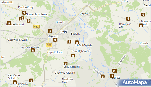 mapa Łapy-Szołajdy, Łapy-Szołajdy na mapie Targeo