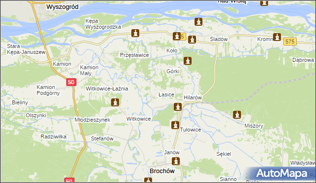 mapa Łasice, Łasice na mapie Targeo