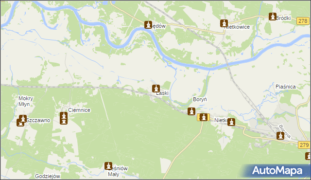 mapa Laski gmina Czerwieńsk, Laski gmina Czerwieńsk na mapie Targeo