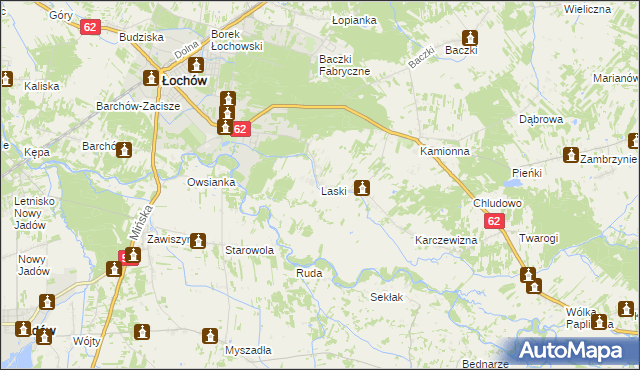 mapa Laski gmina Łochów, Laski gmina Łochów na mapie Targeo