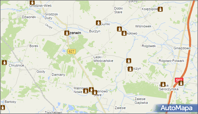 mapa Laski Szlacheckie, Laski Szlacheckie na mapie Targeo