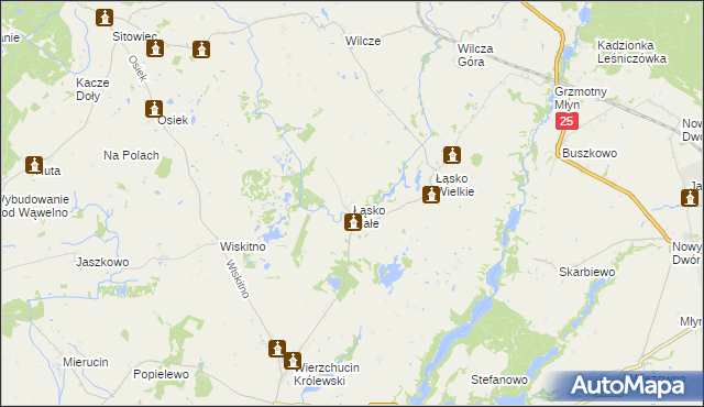 mapa Łąsko Małe, Łąsko Małe na mapie Targeo