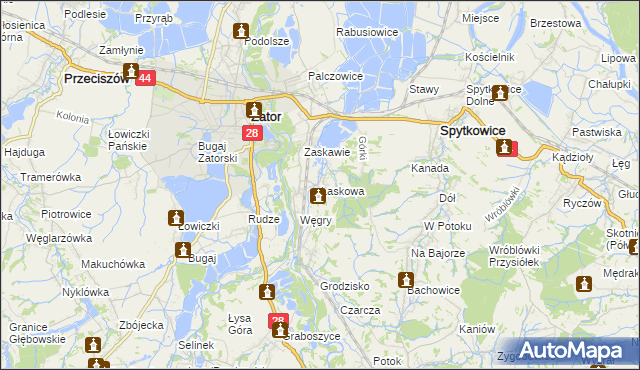 mapa Laskowa gmina Zator, Laskowa gmina Zator na mapie Targeo