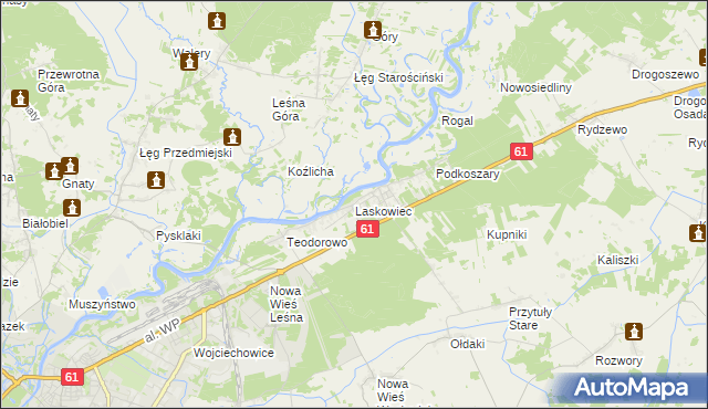 mapa Laskowiec gmina Rzekuń, Laskowiec gmina Rzekuń na mapie Targeo