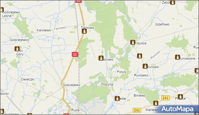 mapa Laskowo gmina Rogoźno, Laskowo gmina Rogoźno na mapie Targeo