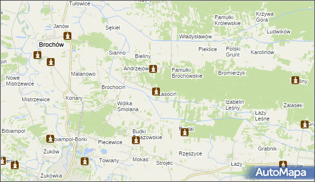 mapa Lasocin gmina Brochów, Lasocin gmina Brochów na mapie Targeo