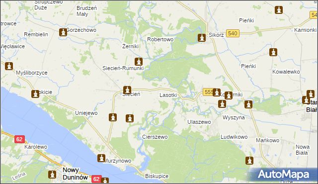 mapa Lasotki gmina Brudzeń Duży, Lasotki gmina Brudzeń Duży na mapie Targeo