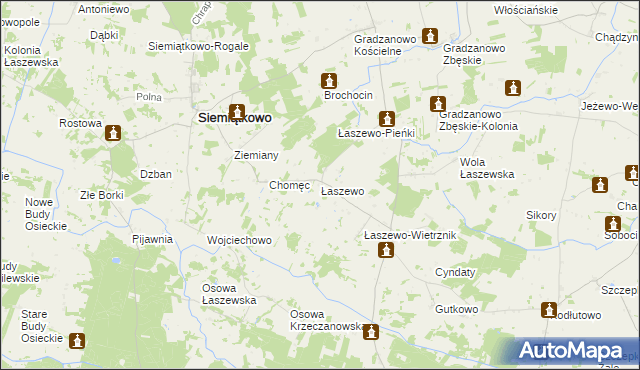 mapa Łaszewo gmina Siemiątkowo, Łaszewo gmina Siemiątkowo na mapie Targeo