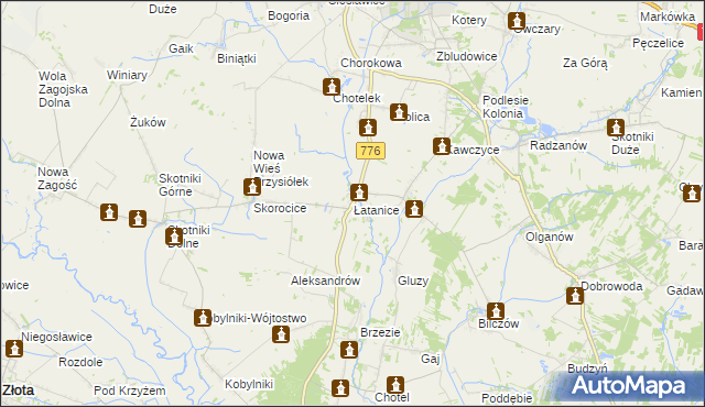 mapa Łatanice, Łatanice na mapie Targeo