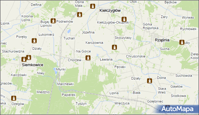 mapa Ławiana, Ławiana na mapie Targeo