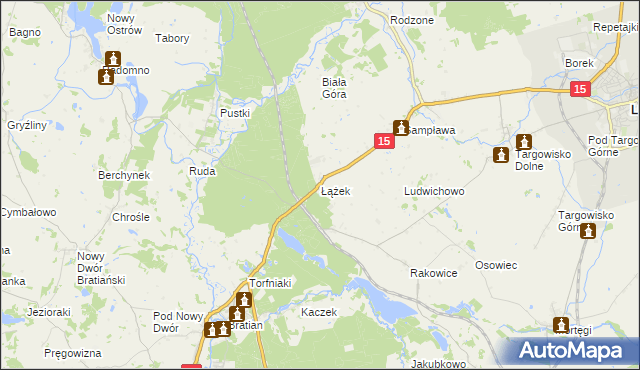 mapa Łążek gmina Lubawa, Łążek gmina Lubawa na mapie Targeo