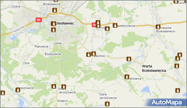 mapa Łaziska gmina Bolesławiec, Łaziska gmina Bolesławiec na mapie Targeo