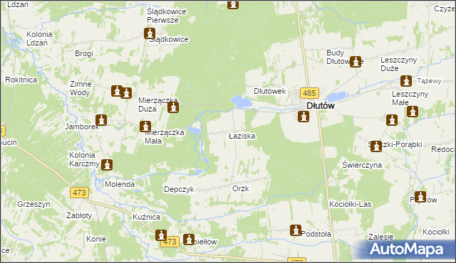 mapa Łaziska gmina Dłutów, Łaziska gmina Dłutów na mapie Targeo