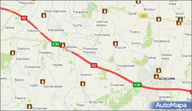 mapa Łążki, Łążki na mapie Targeo