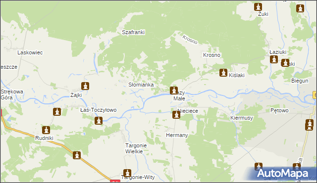 mapa Łazy Duże gmina Tykocin, Łazy Duże gmina Tykocin na mapie Targeo