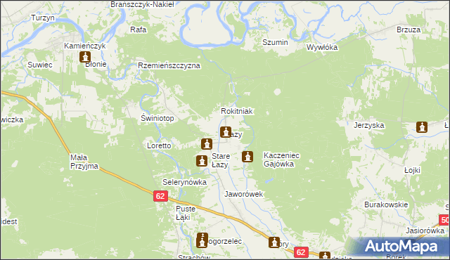 mapa Łazy gmina Łochów, Łazy gmina Łochów na mapie Targeo