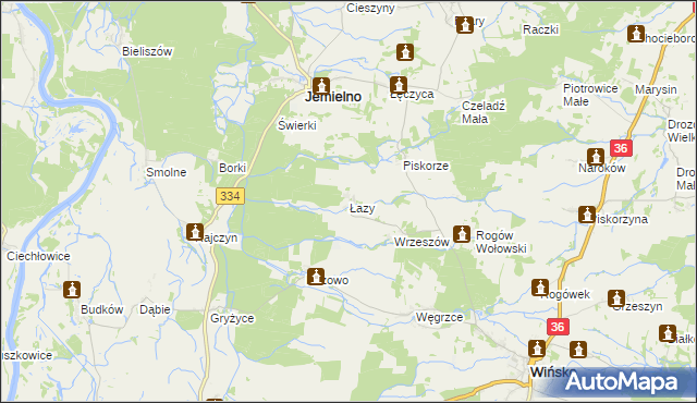 mapa Łazy gmina Wińsko, Łazy gmina Wińsko na mapie Targeo