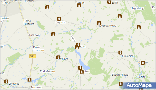 mapa Łążyn gmina Lubawa, Łążyn gmina Lubawa na mapie Targeo