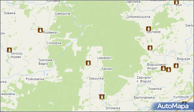 mapa Lebiedzin gmina Sokółka, Lebiedzin gmina Sokółka na mapie Targeo