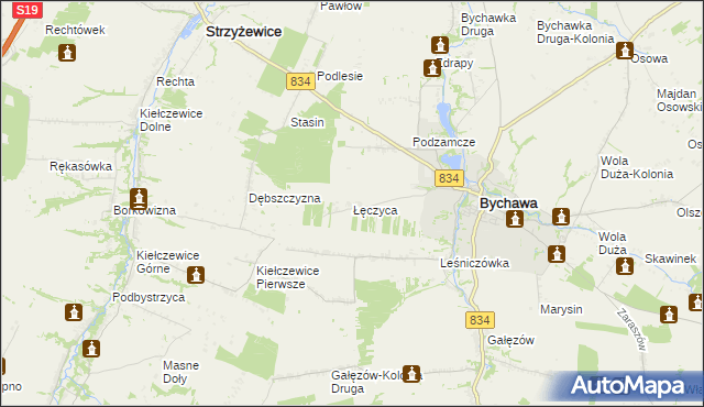 mapa Łęczyca gmina Bychawa, Łęczyca gmina Bychawa na mapie Targeo