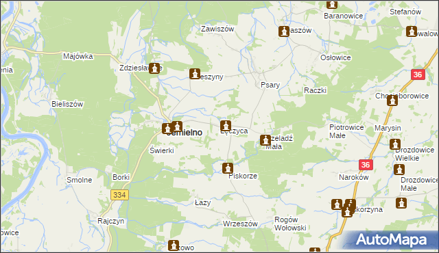 mapa Łęczyca gmina Jemielno, Łęczyca gmina Jemielno na mapie Targeo