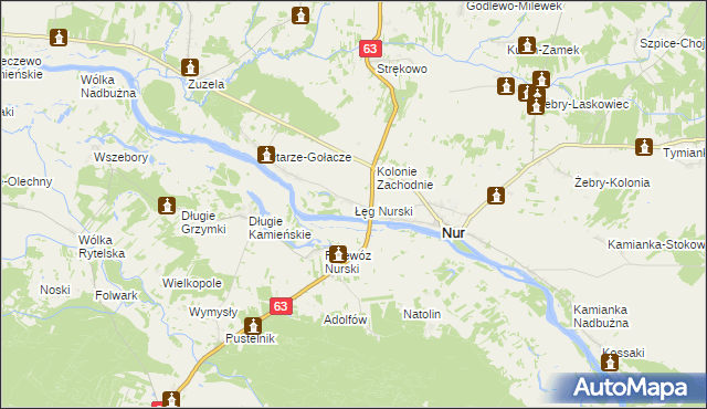 mapa Łęg Nurski, Łęg Nurski na mapie Targeo