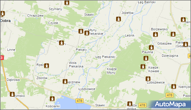 mapa Łęg Piekarski, Łęg Piekarski na mapie Targeo