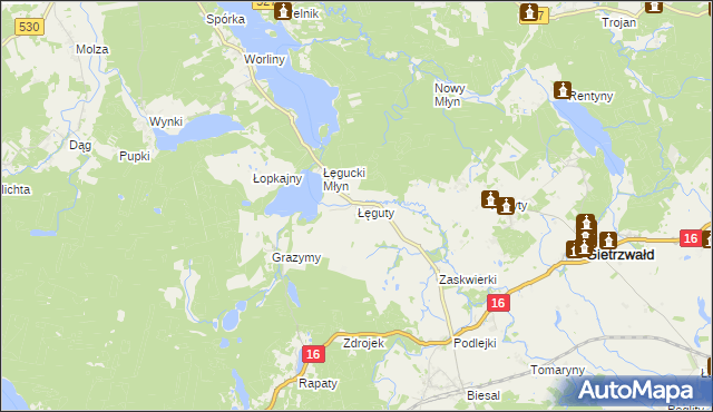 mapa Łęguty, Łęguty na mapie Targeo