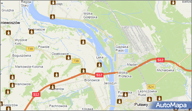 mapa Łęka gmina Puławy, Łęka gmina Puławy na mapie Targeo