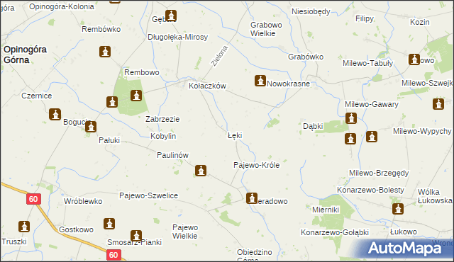 mapa Łęki gmina Opinogóra Górna, Łęki gmina Opinogóra Górna na mapie Targeo